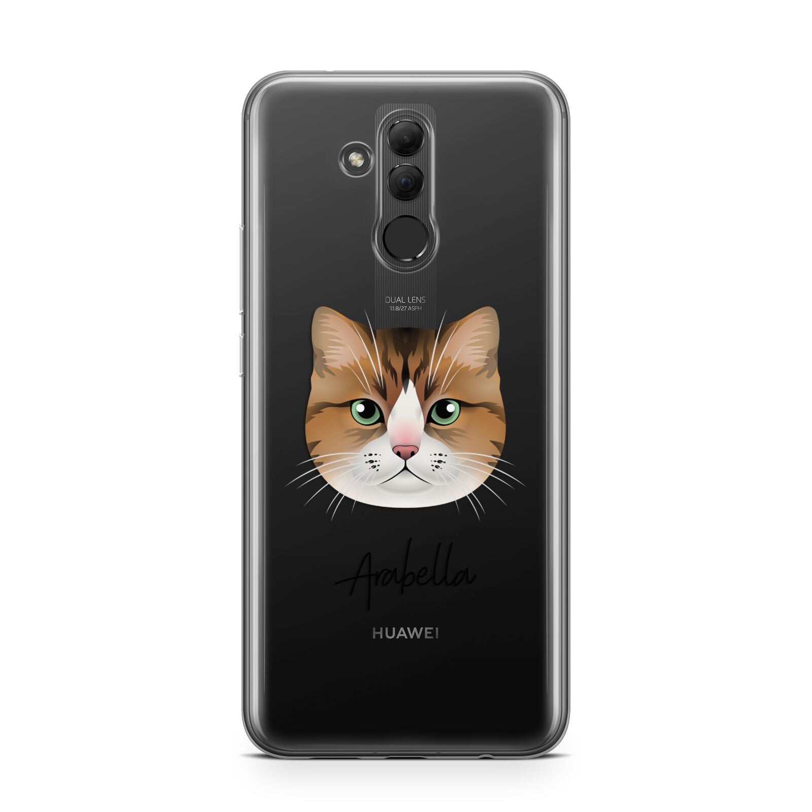 Custom Cat Illustration with Name Huawei Mate 20 Lite