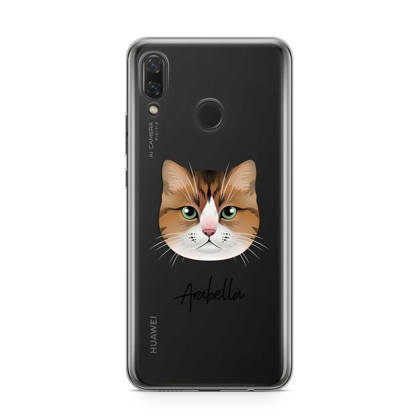 Custom Cat Illustration with Name Huawei Nova 3 Phone Case