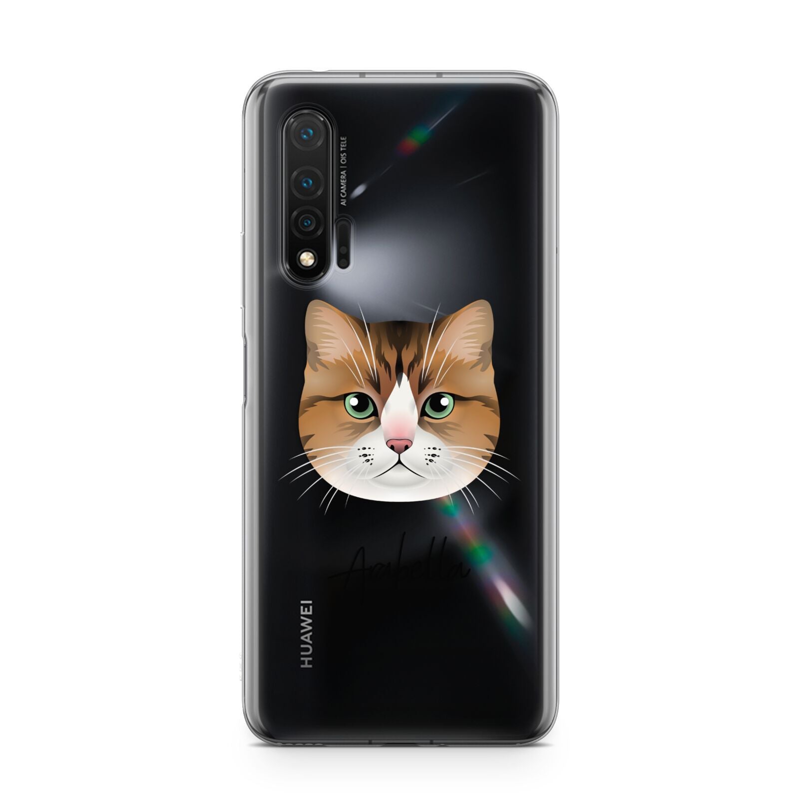 Custom Cat Illustration with Name Huawei Nova 6 Phone Case