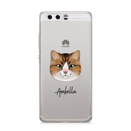Custom Cat Illustration with Name Huawei P10 Phone Case