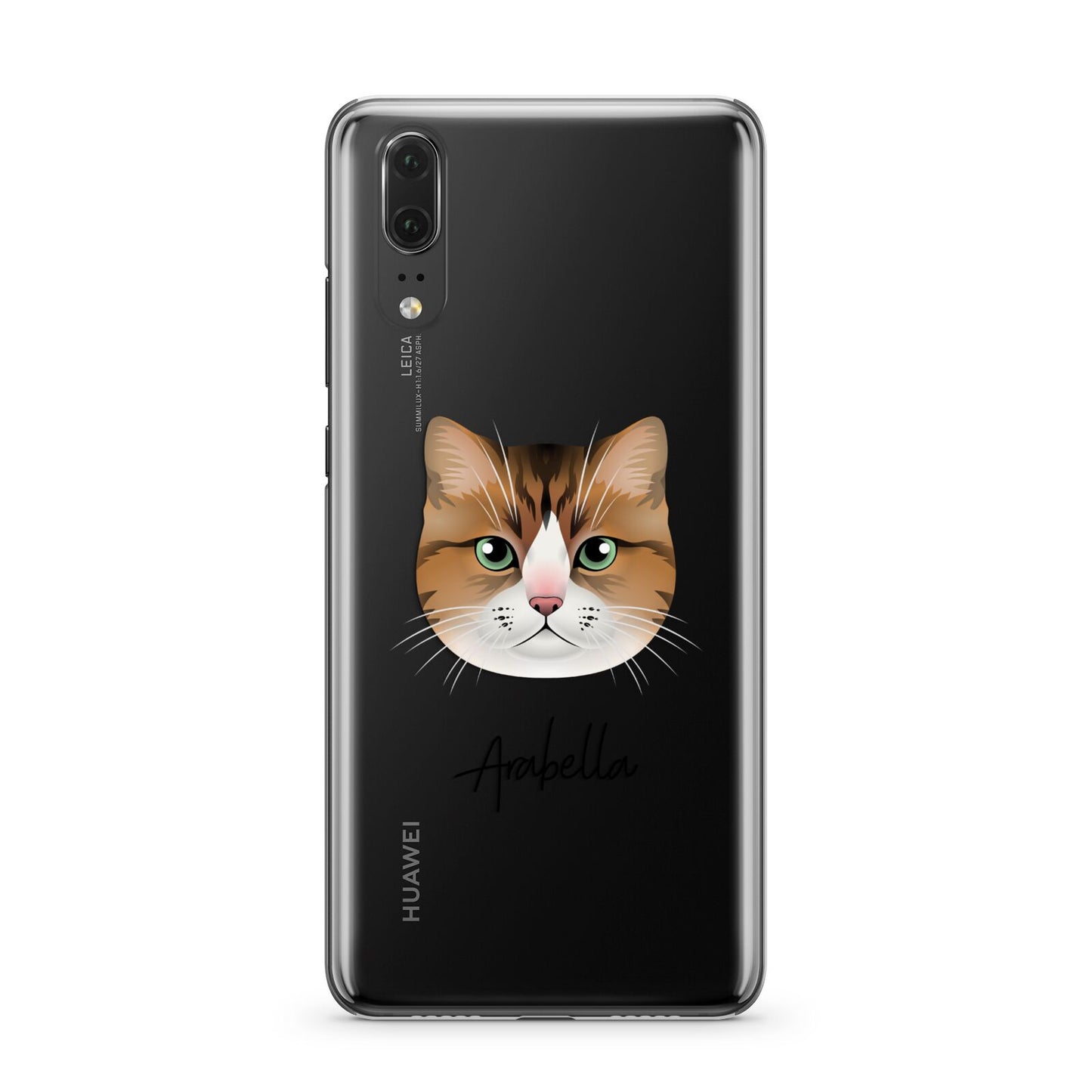 Custom Cat Illustration with Name Huawei P20 Phone Case