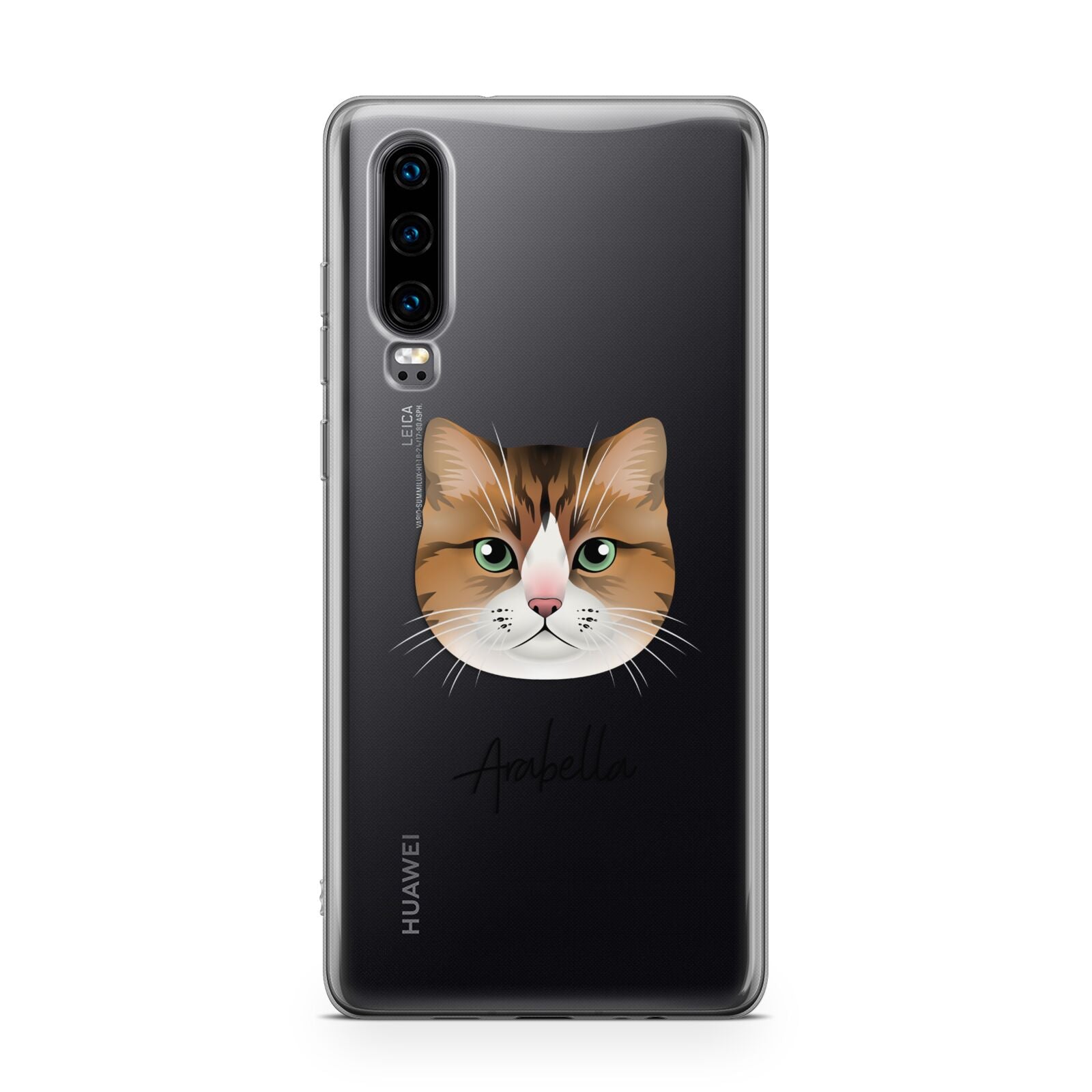 Custom Cat Illustration with Name Huawei P30 Phone Case