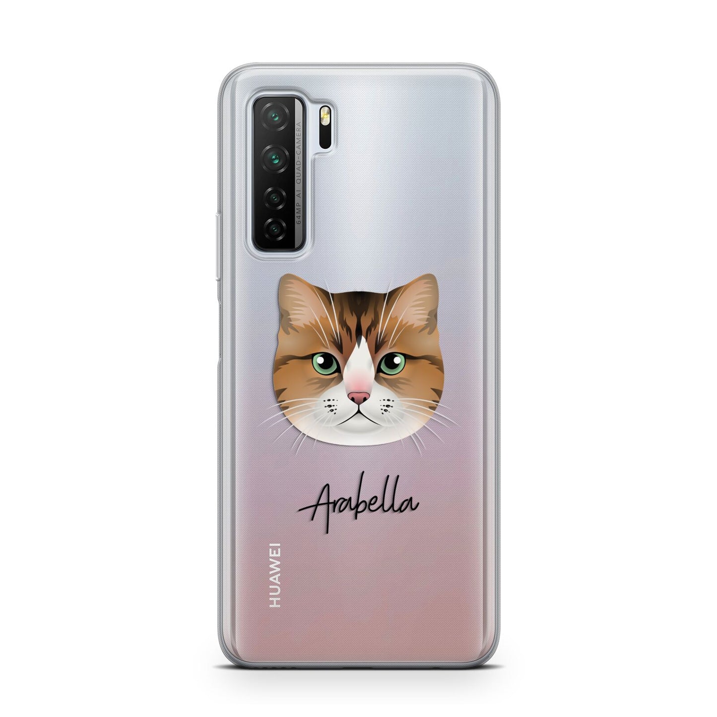 Custom Cat Illustration with Name Huawei P40 Lite 5G Phone Case