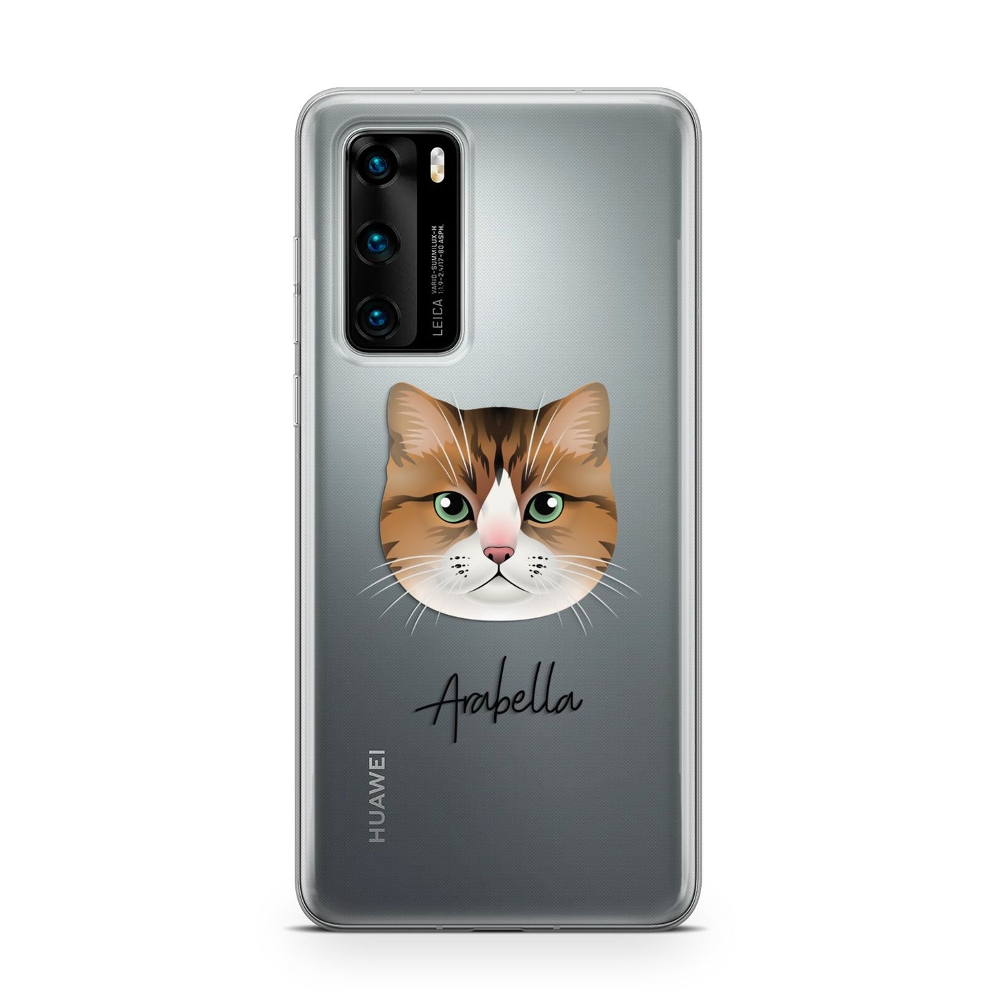 Custom Cat Illustration with Name Huawei P40 Phone Case