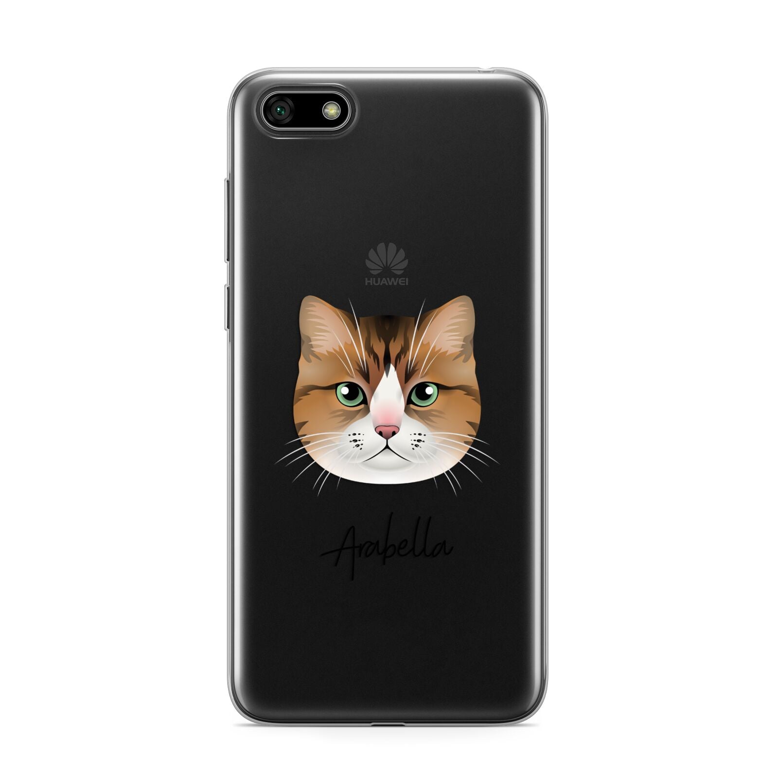 Custom Cat Illustration with Name Huawei Y5 Prime 2018 Phone Case