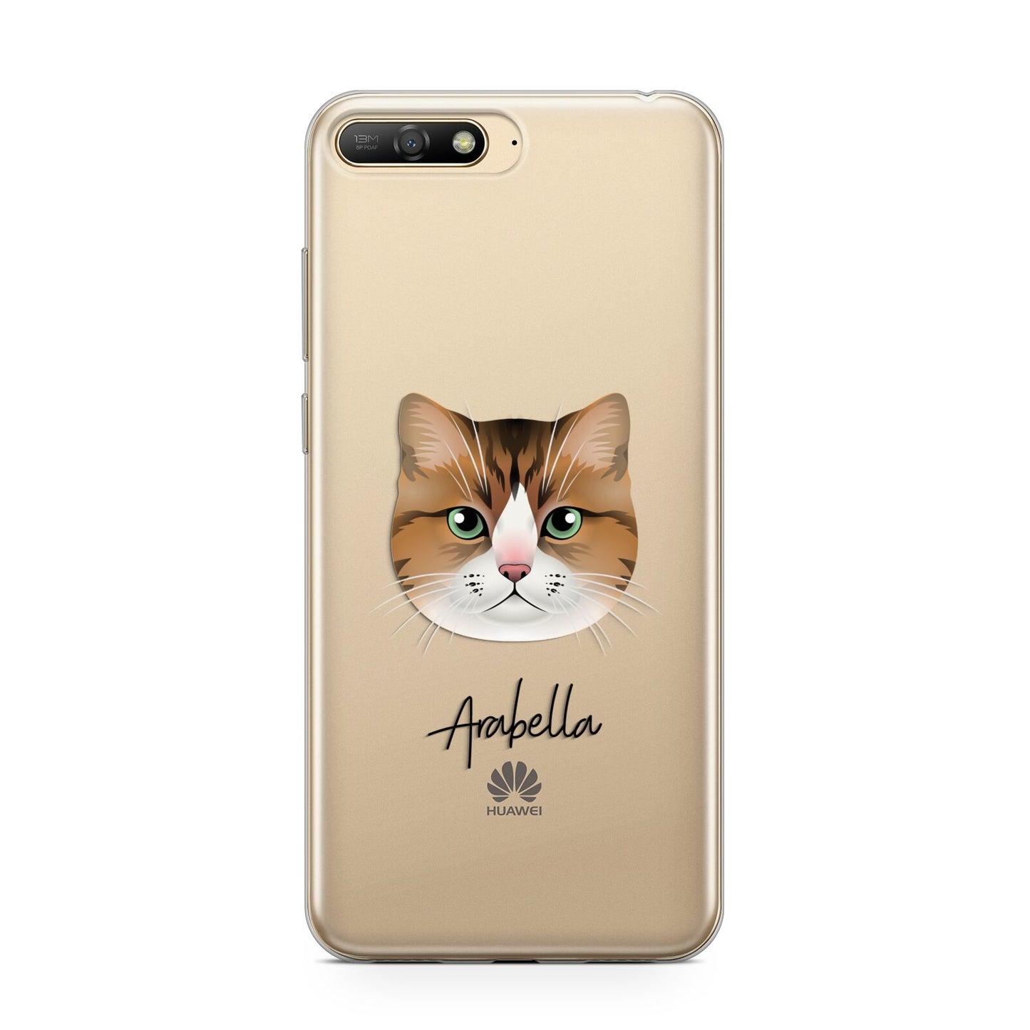 Custom Cat Illustration with Name Huawei Y6 2018