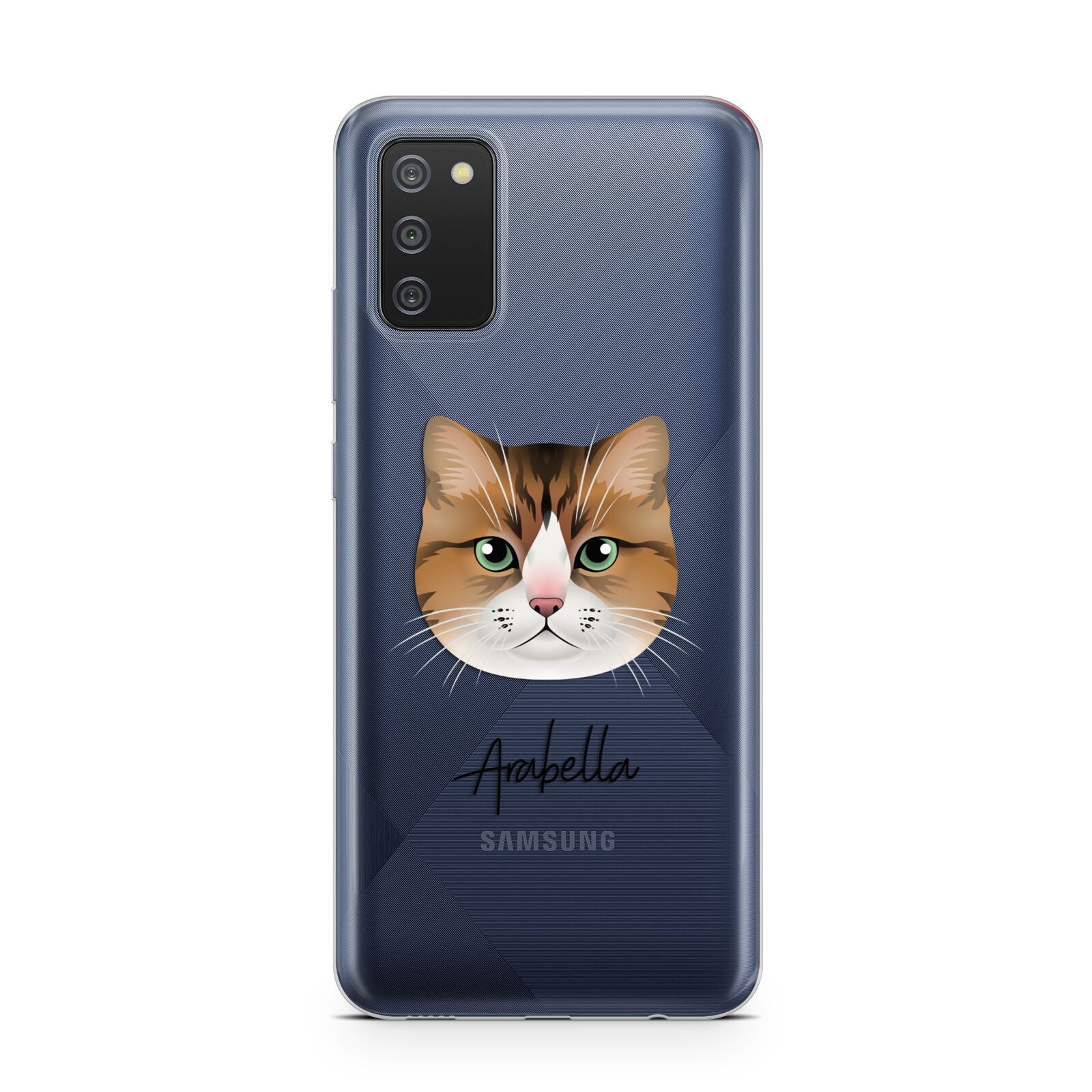 Custom Cat Illustration with Name Samsung A02s Case