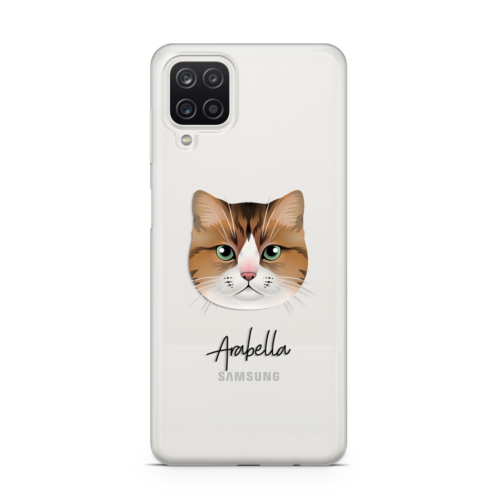 Custom Cat Illustration with Name Samsung A12 Case