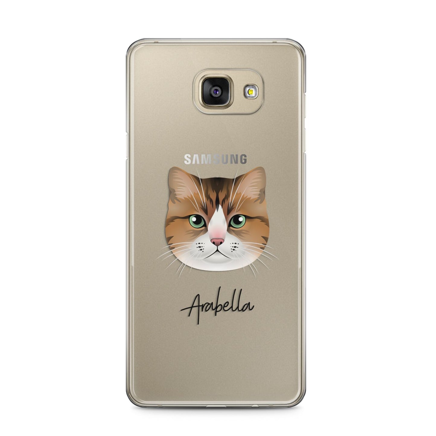 Custom Cat Illustration with Name Samsung Galaxy A5 2016 Case on gold phone