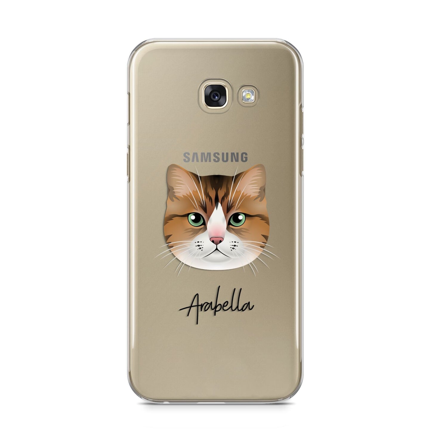 Custom Cat Illustration with Name Samsung Galaxy A5 2017 Case on gold phone