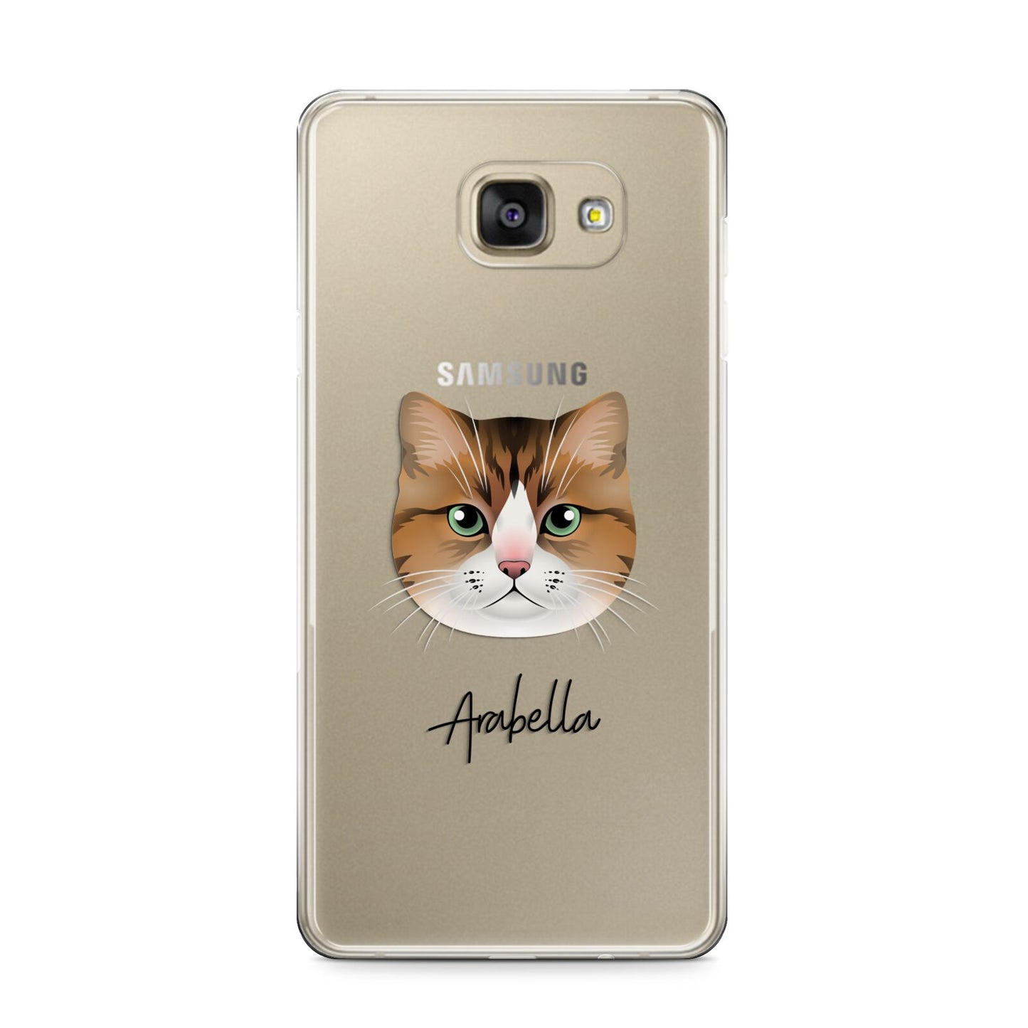 Custom Cat Illustration with Name Samsung Galaxy A9 2016 Case on gold phone