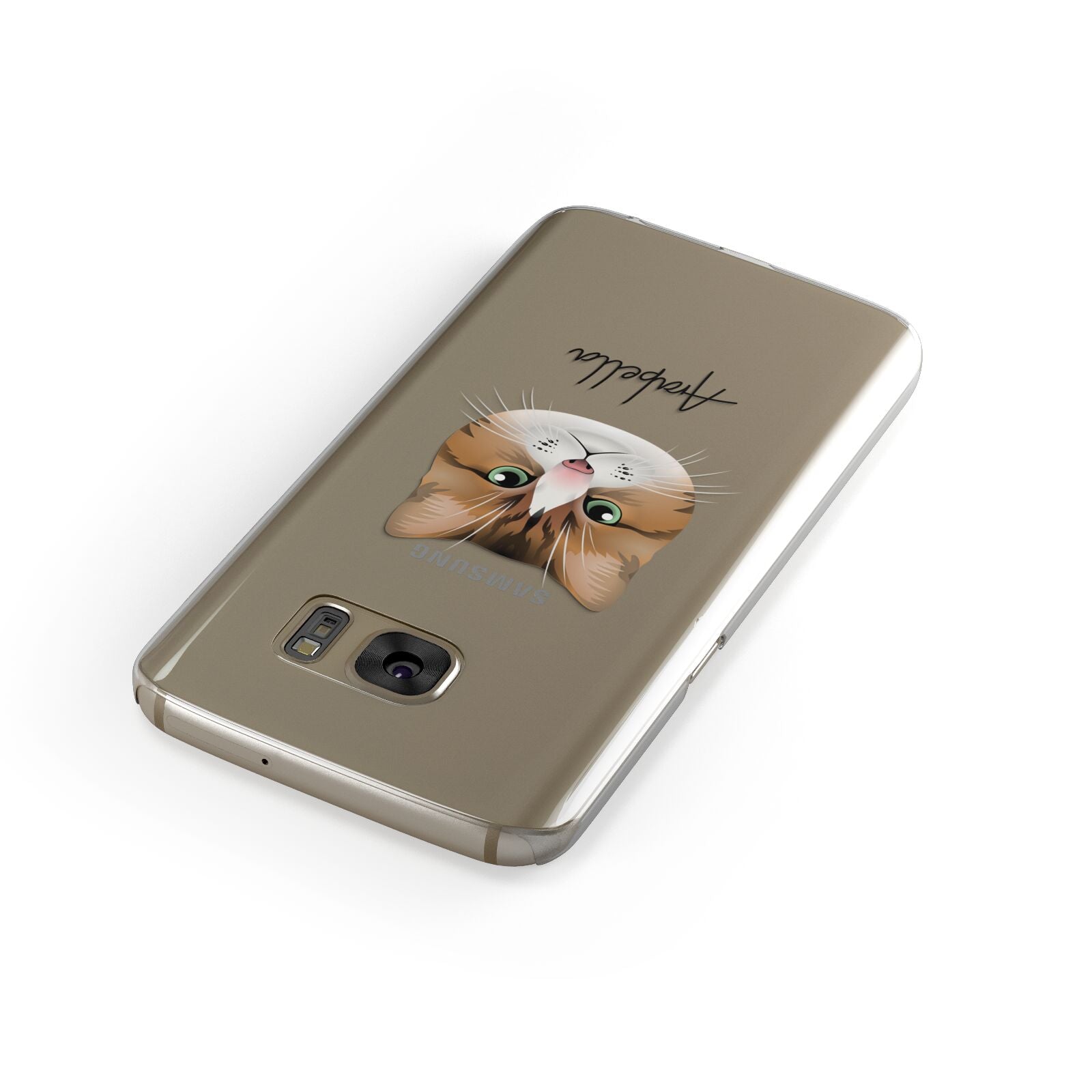 Custom Cat Illustration with Name Samsung Galaxy Case Front Close Up