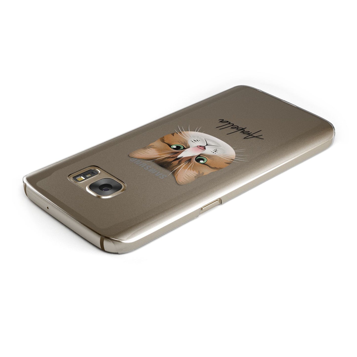 Custom Cat Illustration with Name Samsung Galaxy Case Top Cutout