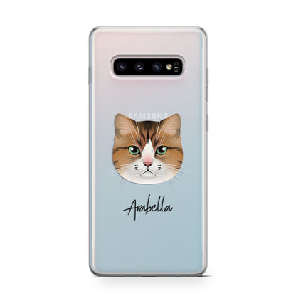 Custom Cat Illustration with Name Samsung Galaxy S10 Case