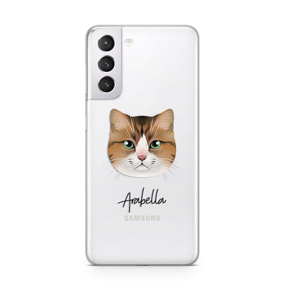 Custom Cat Illustration with Name Samsung S21 Case