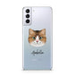 Custom Cat Illustration with Name Samsung S21 Plus Case