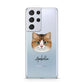 Custom Cat Illustration with Name Samsung S21 Ultra Case