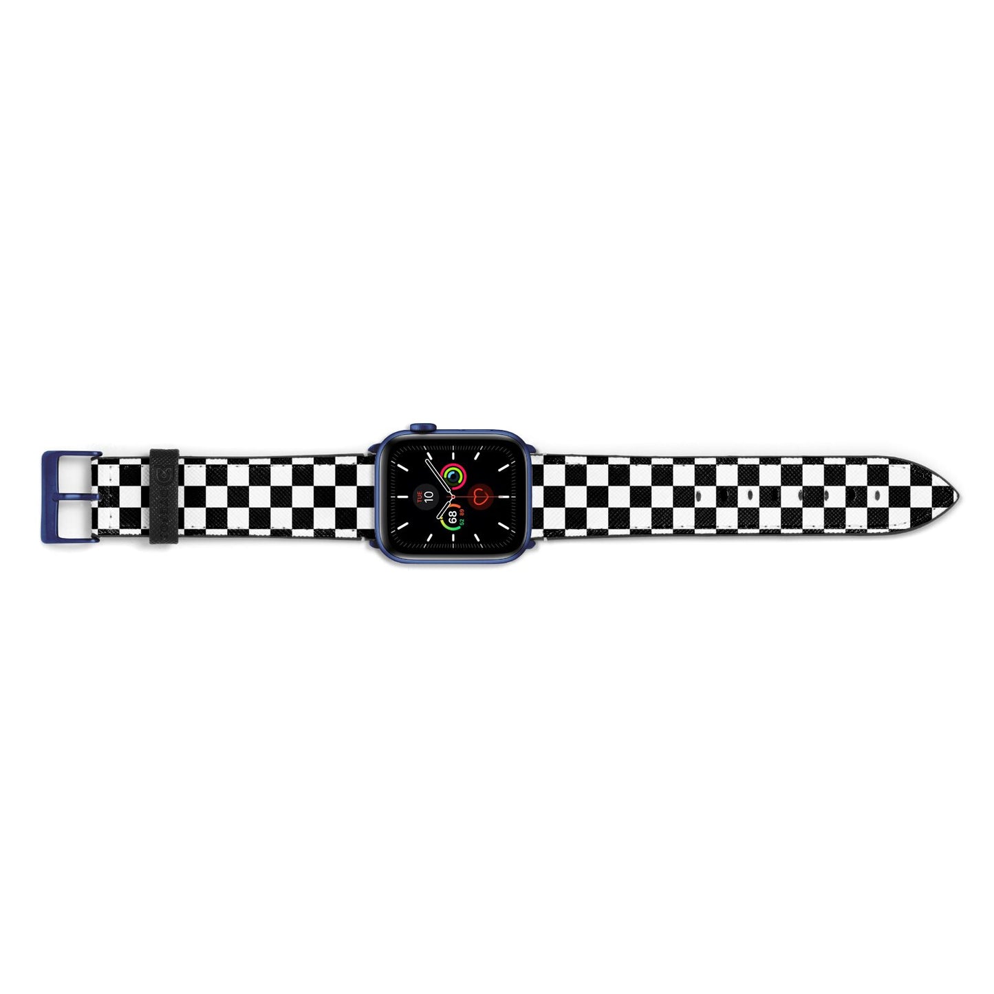 Custom Colour Check Apple Watch Strap Landscape Image Blue Hardware