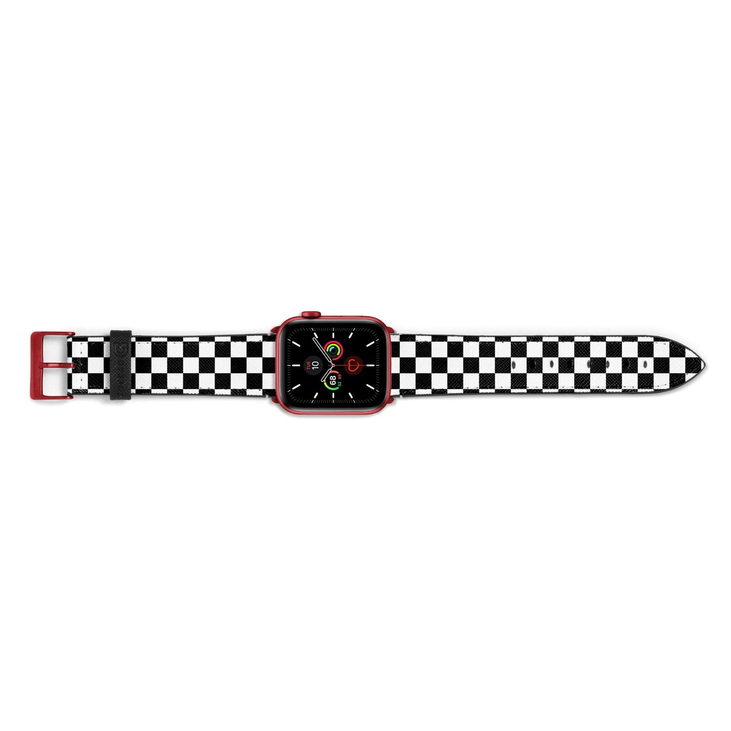 Custom Colour Check Apple Watch Strap Landscape Image Red Hardware