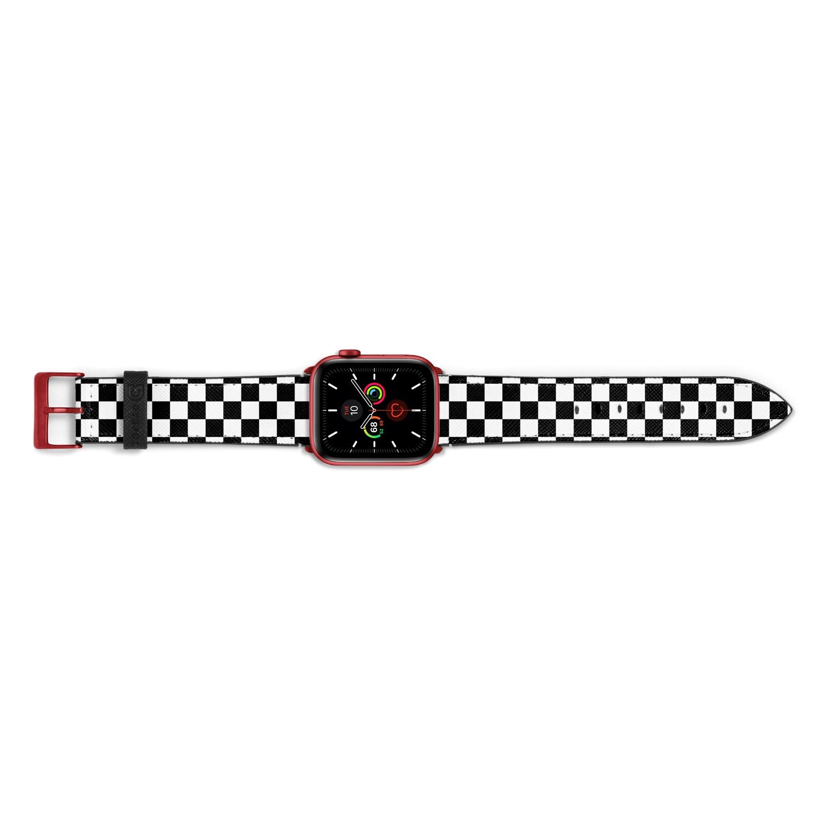 Custom Colour Check Apple Watch Strap Landscape Image Red Hardware