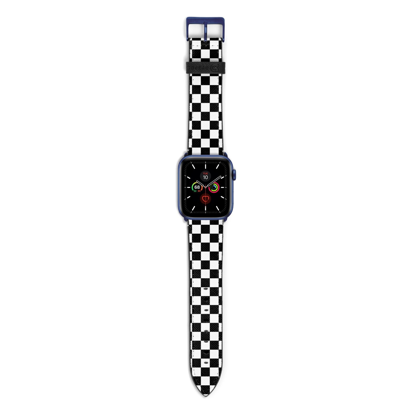 Custom Colour Check Apple Watch Strap with Blue Hardware