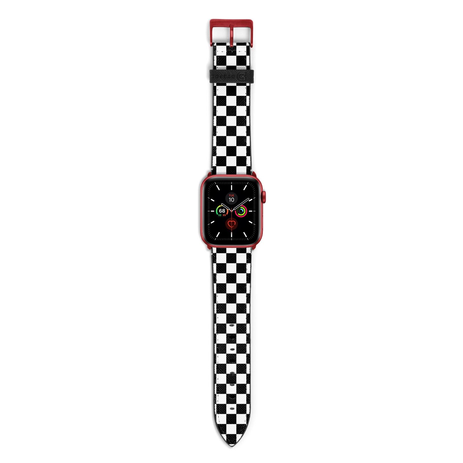 Custom Colour Check Apple Watch Strap with Red Hardware