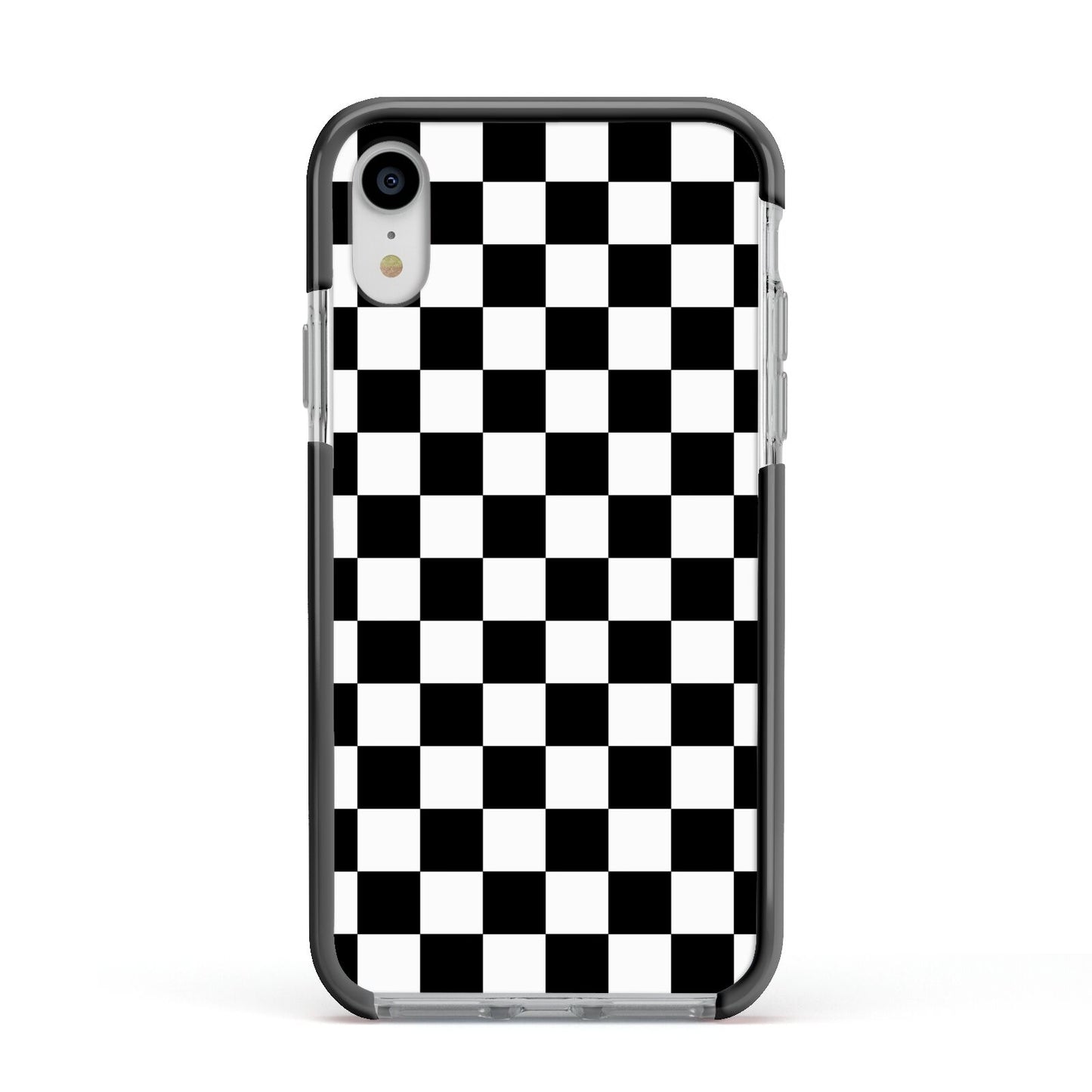 Custom Colour Check Apple iPhone XR Impact Case Black Edge on Silver Phone