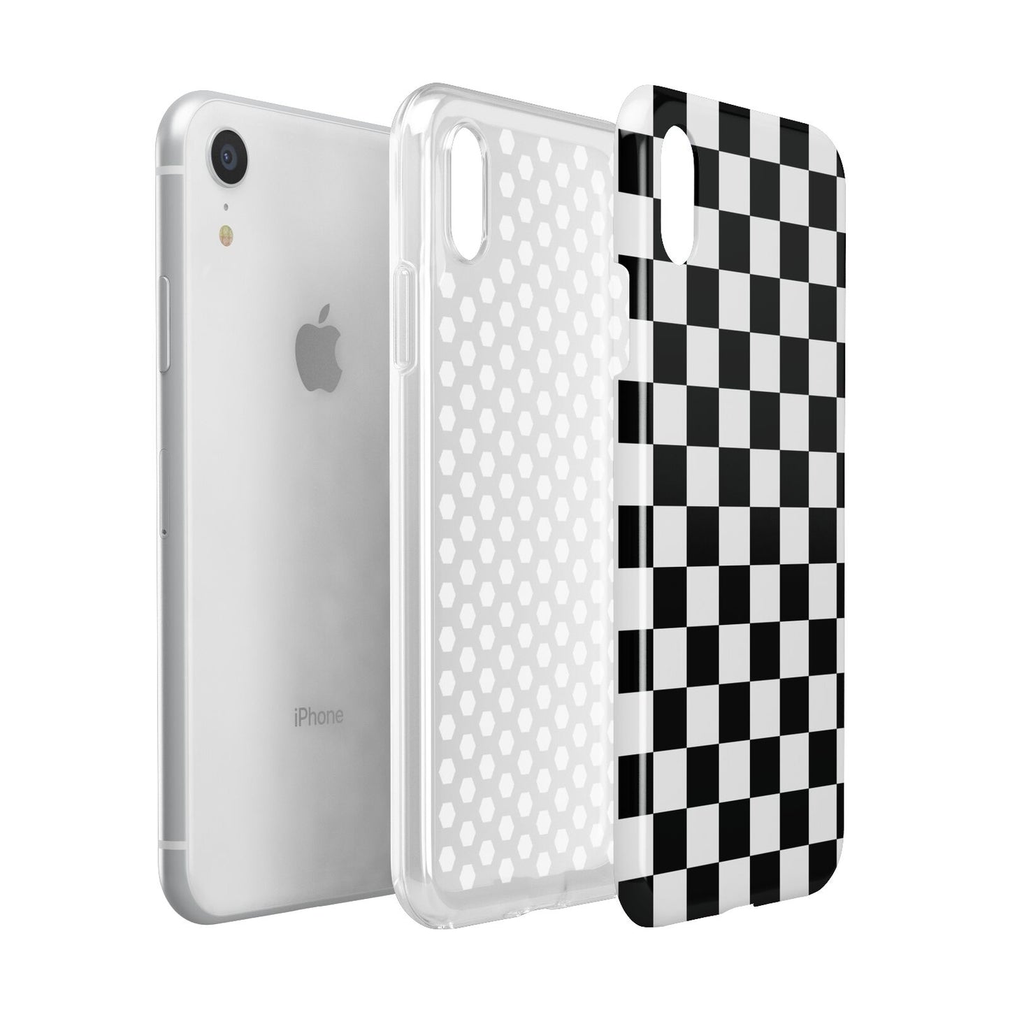 Custom Colour Check Apple iPhone XR White 3D Tough Case Expanded view