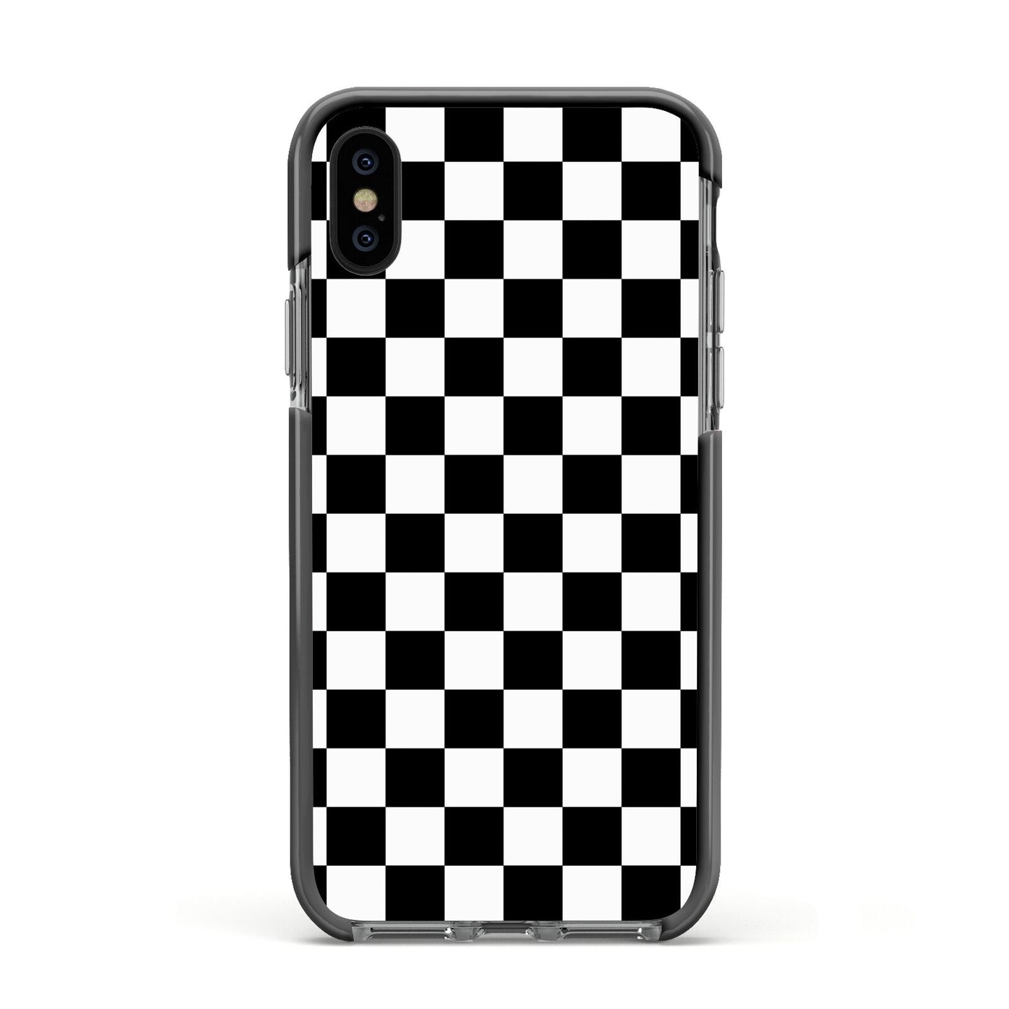 Custom Colour Check Apple iPhone Xs Impact Case Black Edge on Black Phone