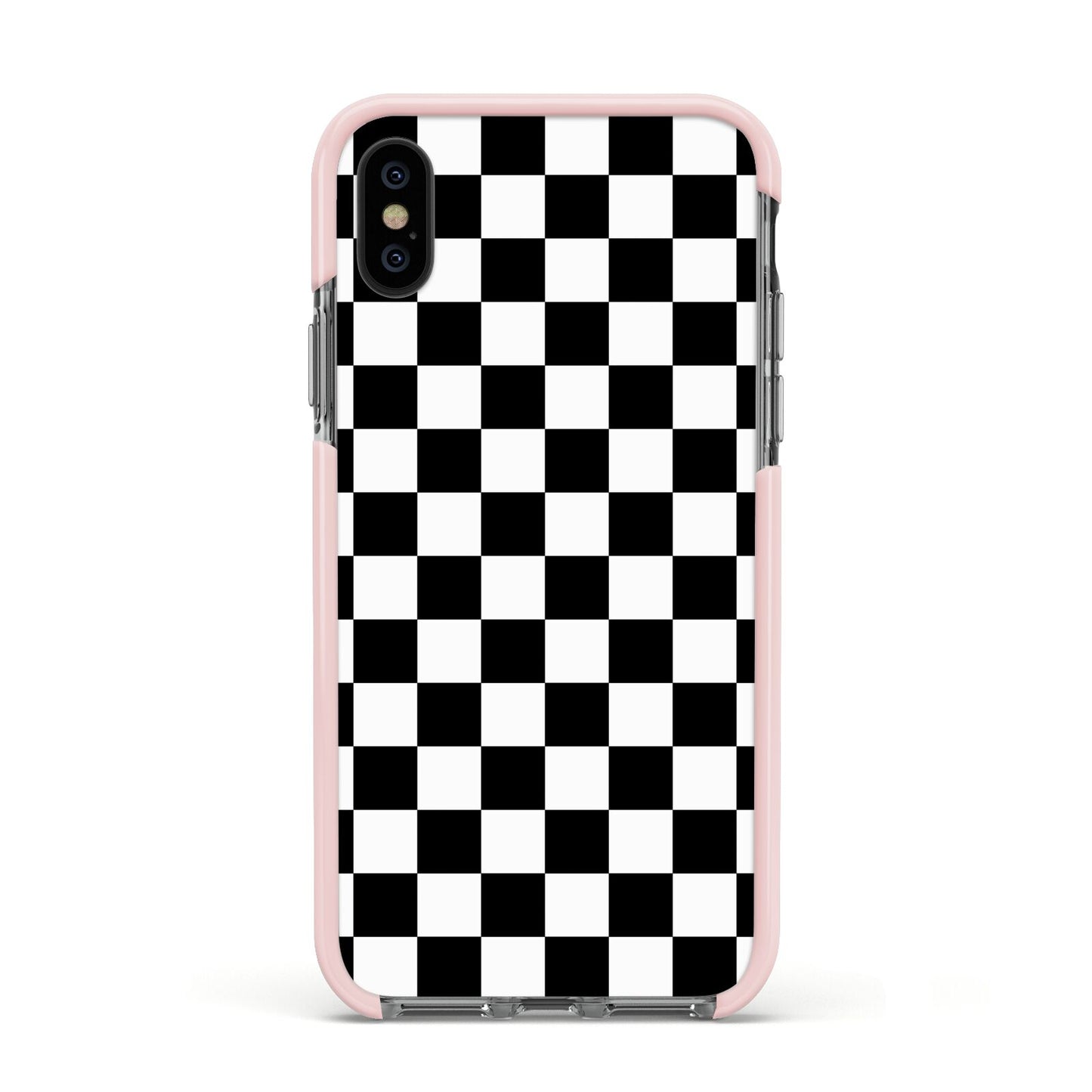 Custom Colour Check Apple iPhone Xs Impact Case Pink Edge on Black Phone