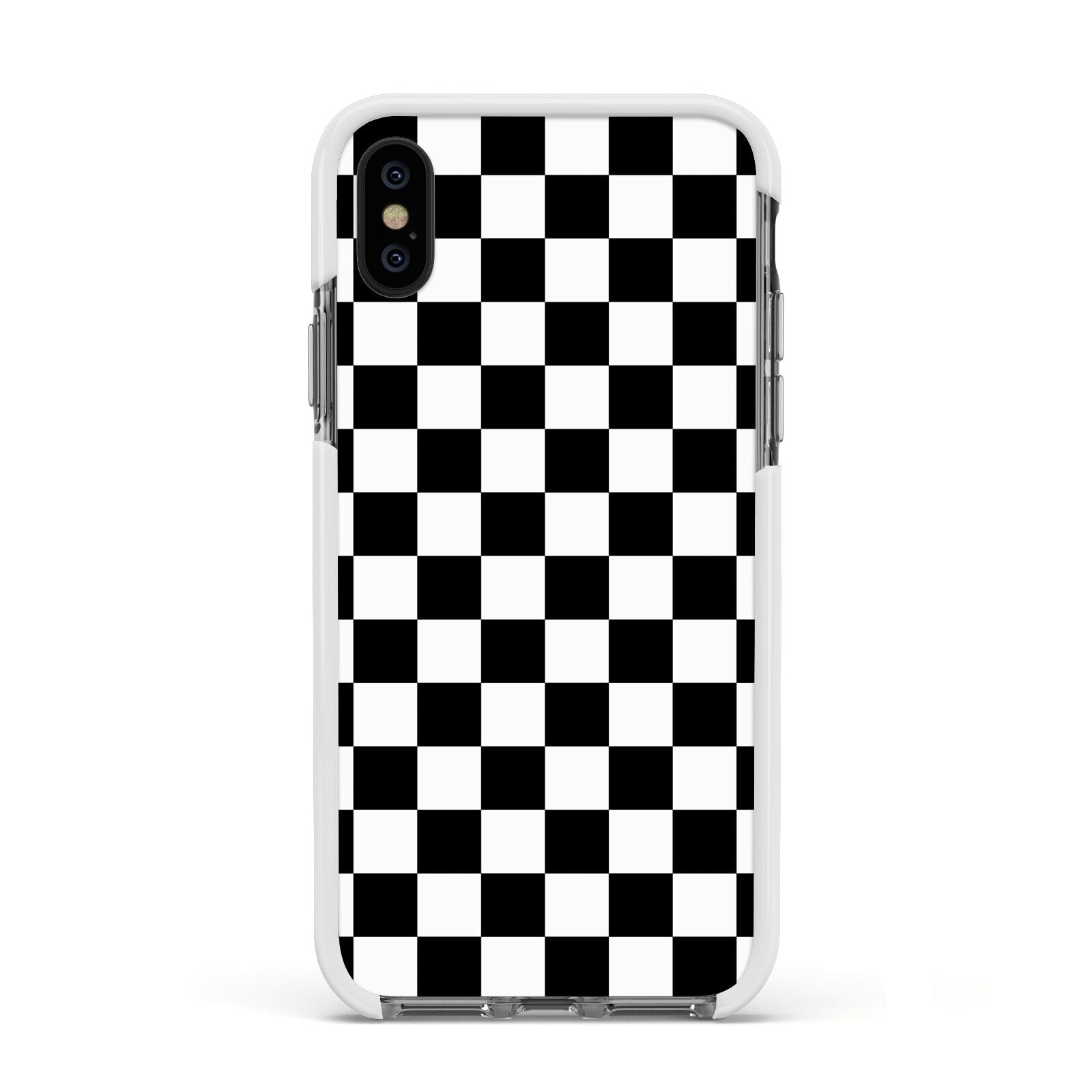 Custom Colour Check Apple iPhone Xs Impact Case White Edge on Black Phone