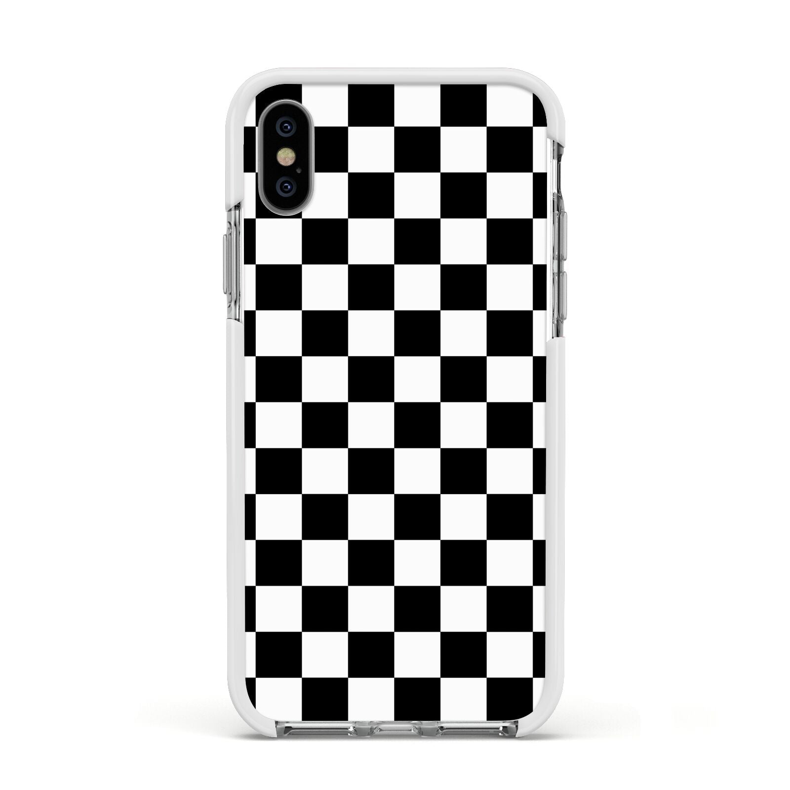 Custom Colour Check Apple iPhone Xs Impact Case White Edge on Silver Phone