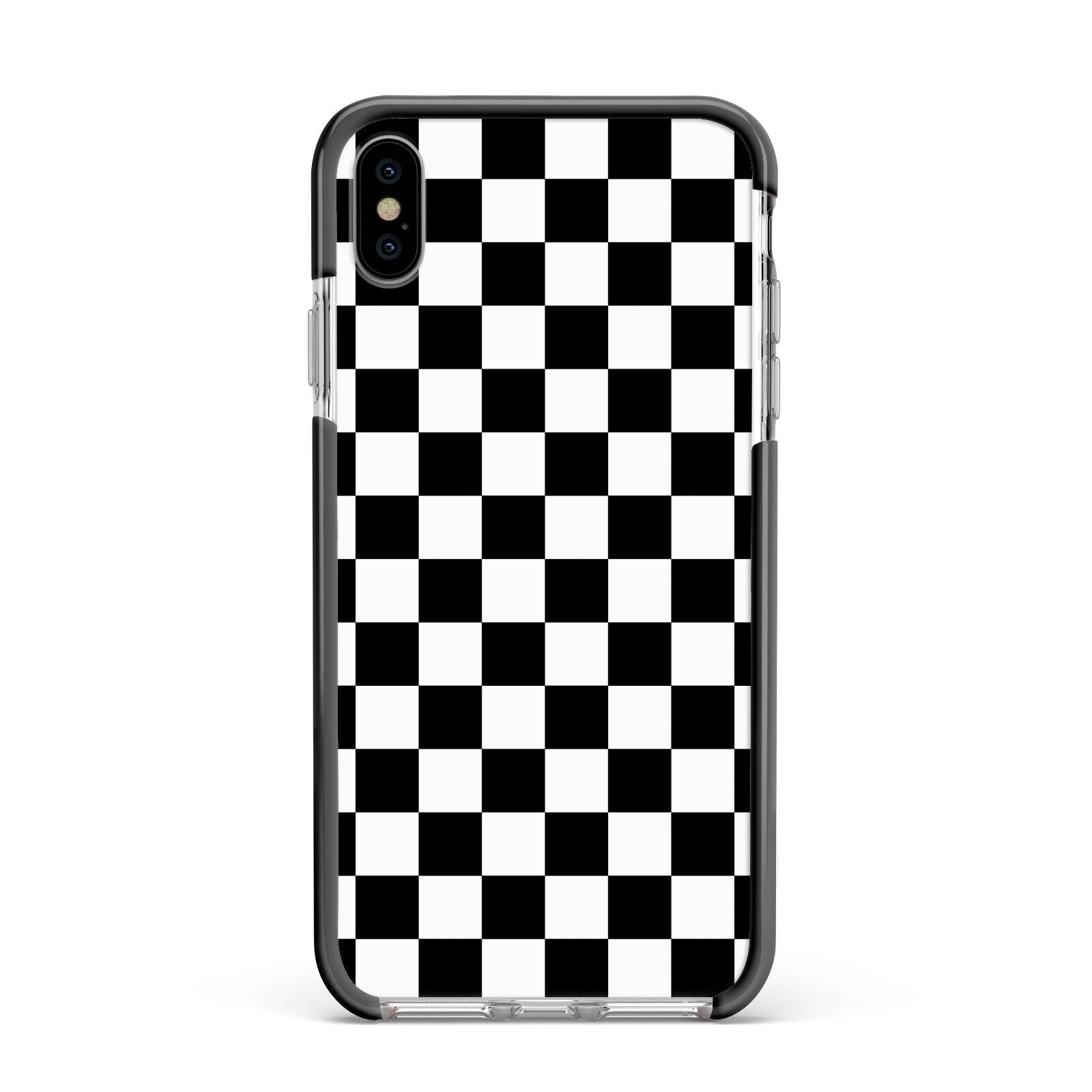 Custom Colour Check Apple iPhone Xs Max Impact Case Black Edge on Silver Phone