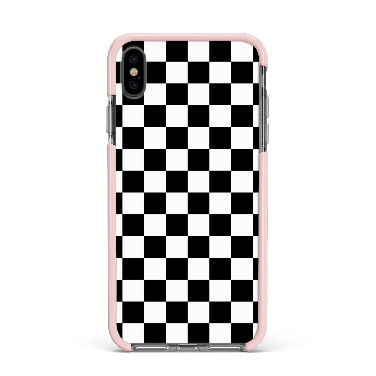 Custom Colour Check Apple iPhone Xs Max Impact Case Pink Edge on Black Phone