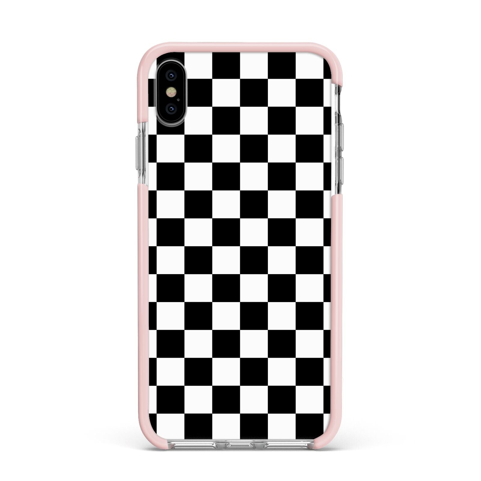 Custom Colour Check Apple iPhone Xs Max Impact Case Pink Edge on Silver Phone