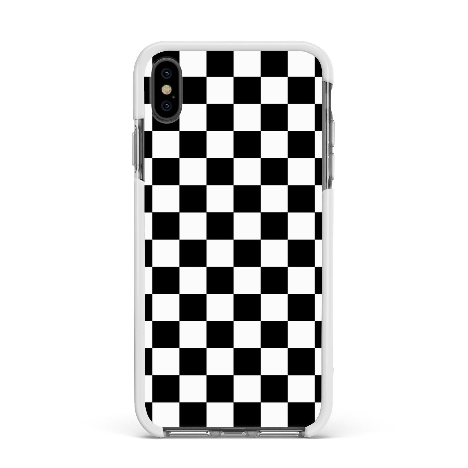 Custom Colour Check Apple iPhone Xs Max Impact Case White Edge on Black Phone