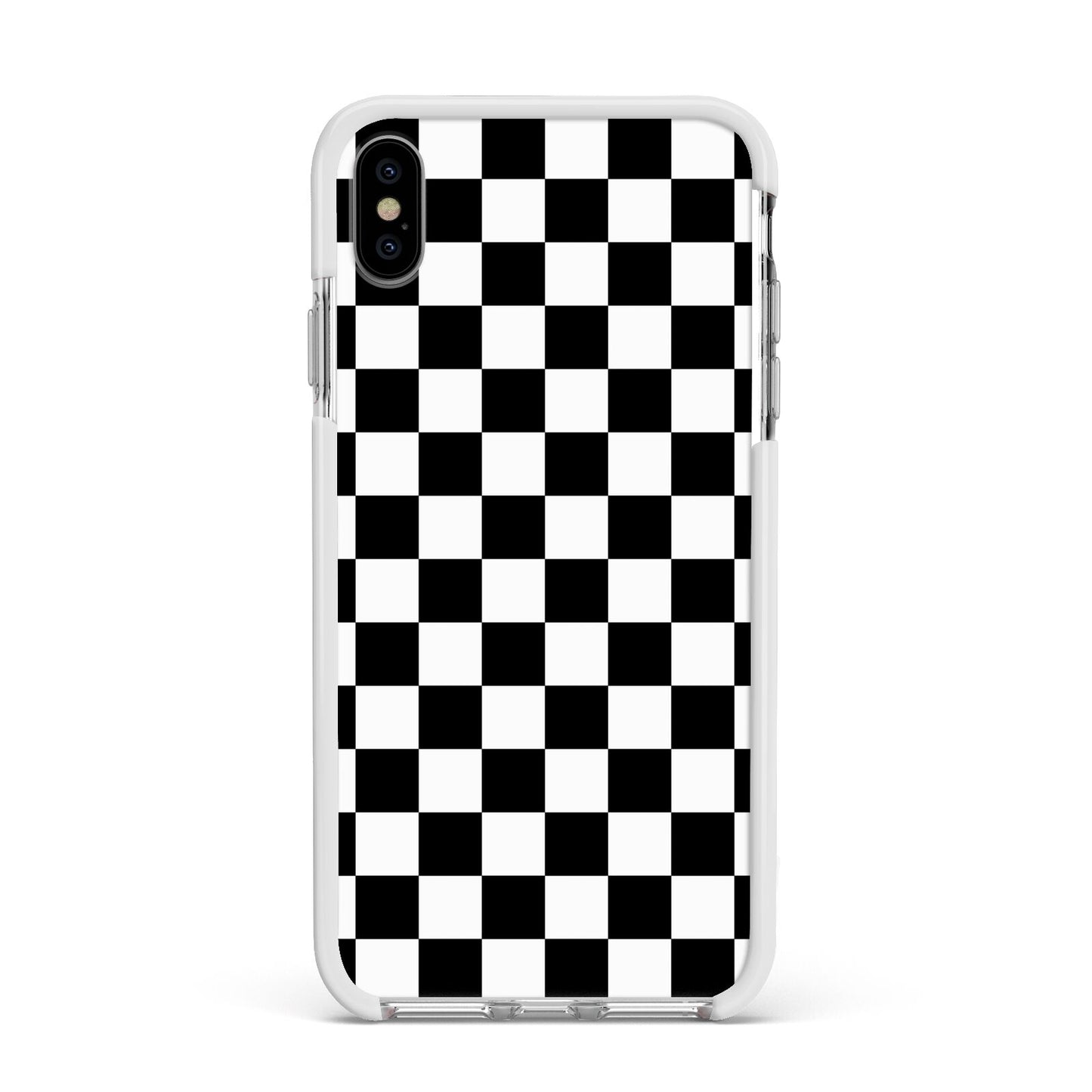 Custom Colour Check Apple iPhone Xs Max Impact Case White Edge on Silver Phone