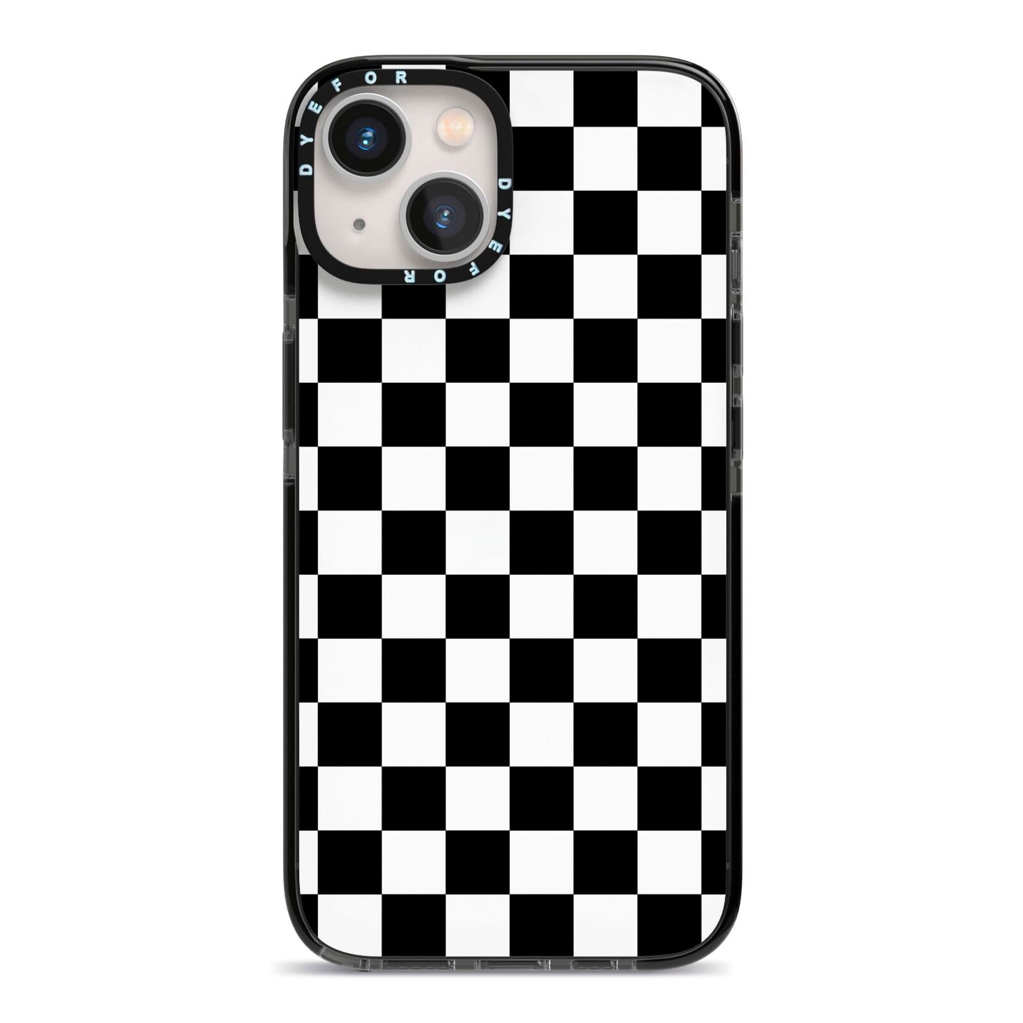 Custom Colour Check iPhone 13 Black Impact Case on Silver phone