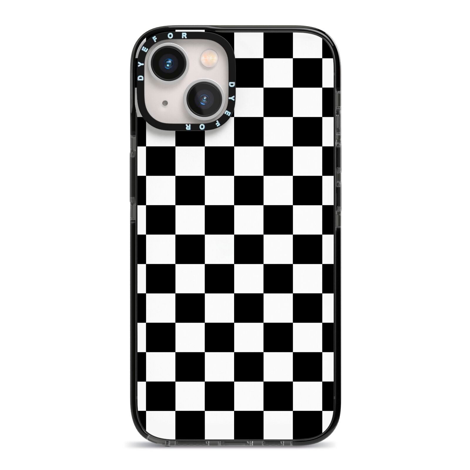 Custom Colour Check iPhone 13 Black Impact Case on Silver phone