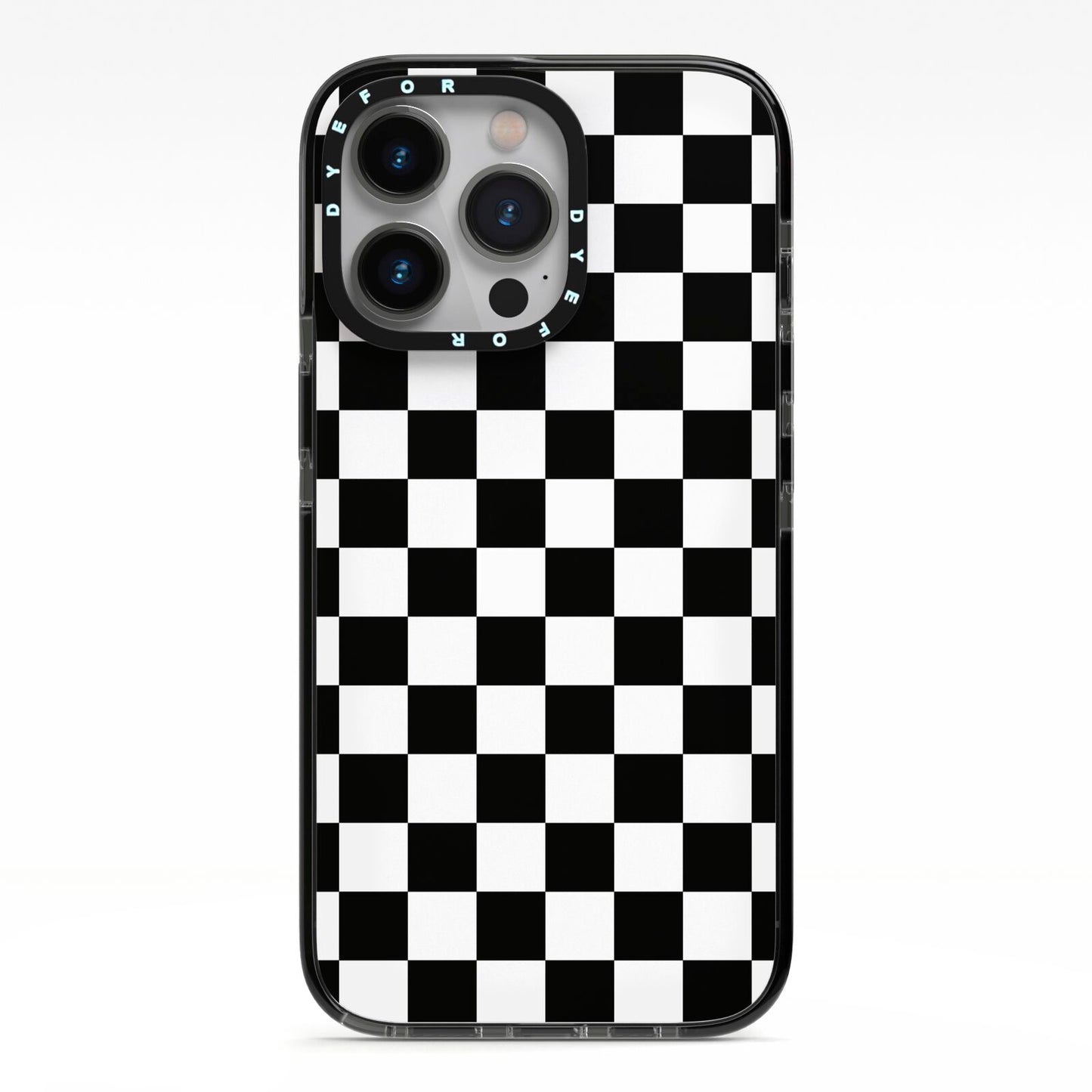 Custom Colour Check iPhone 13 Pro Black Impact Case on Silver phone