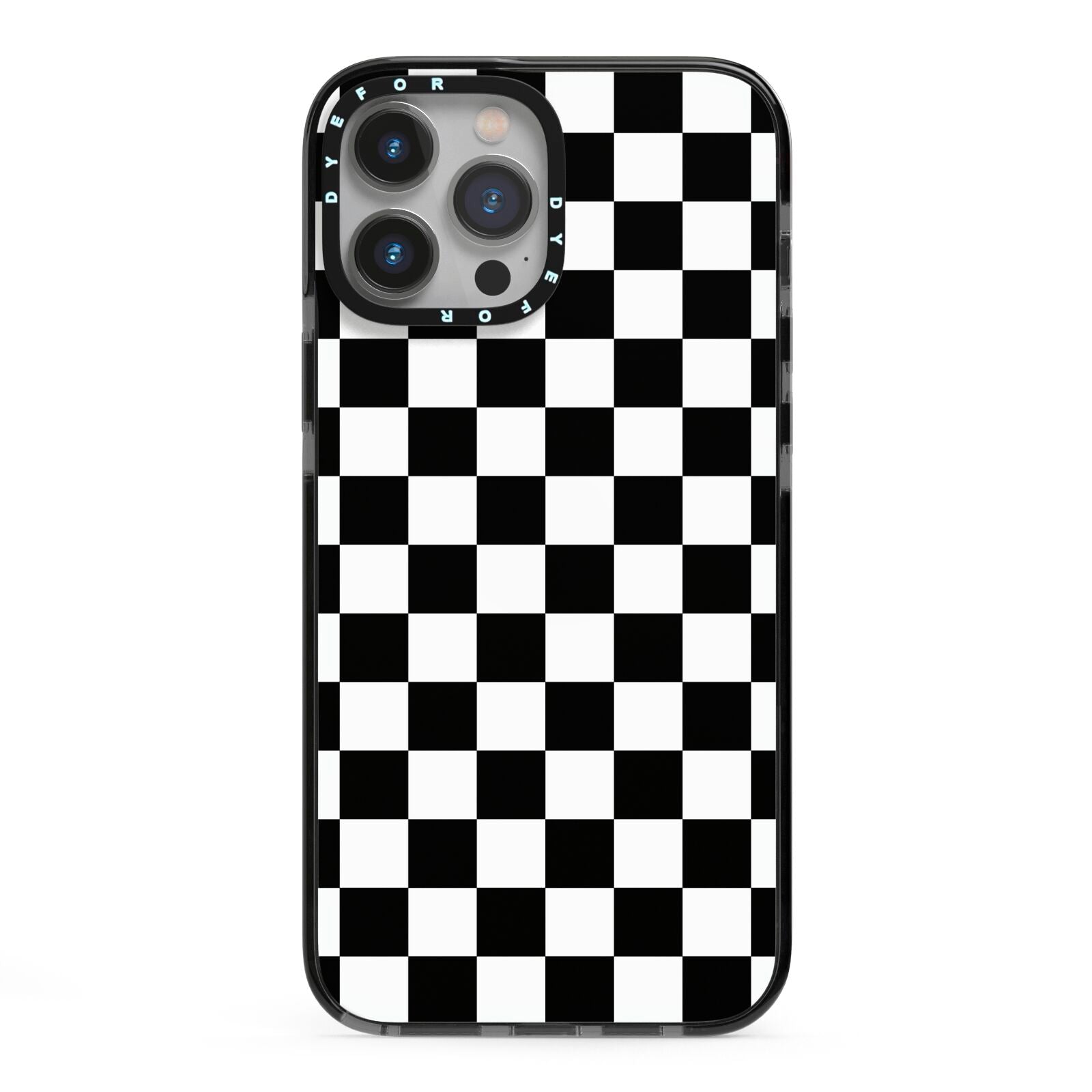 Custom Colour Check iPhone 13 Pro Max Black Impact Case on Silver phone