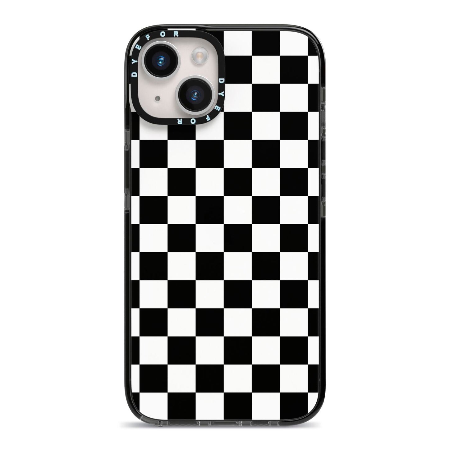 Custom Colour Check iPhone 14 Black Impact Case on Silver phone