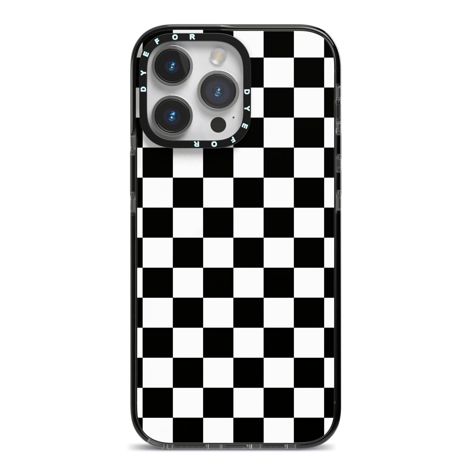 Custom Colour Check iPhone 14 Pro Max Black Impact Case on Silver phone