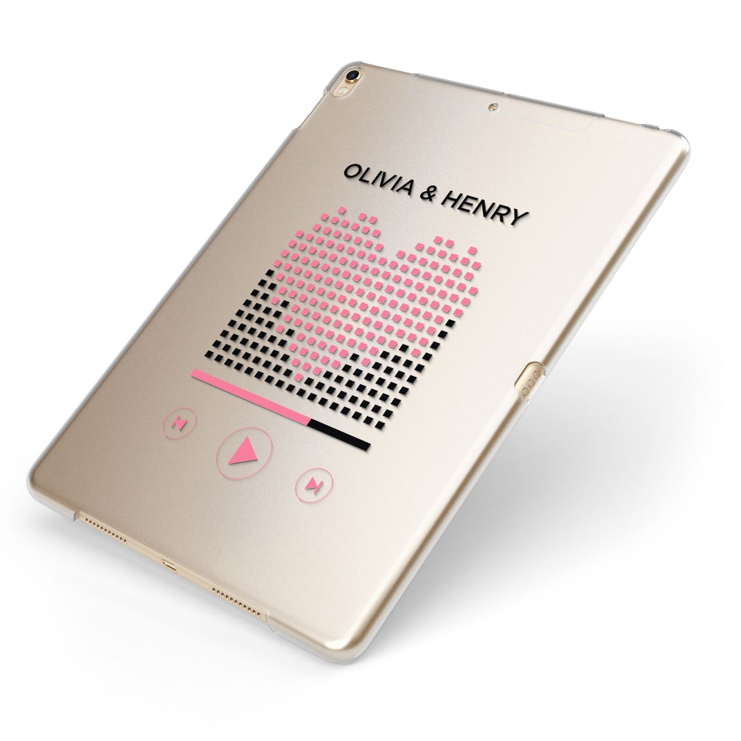 Custom Couples Music Apple iPad Case on Gold iPad Side View