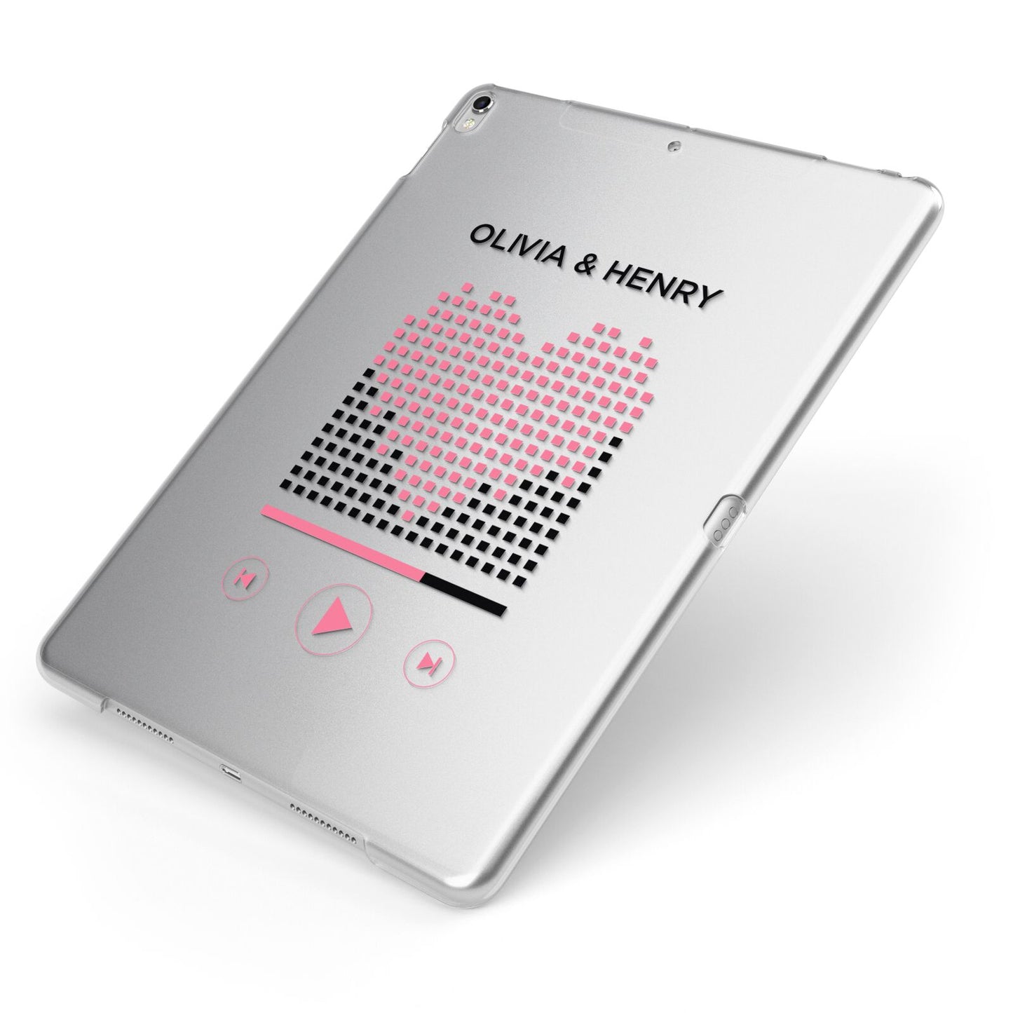 Custom Couples Music Apple iPad Case on Silver iPad Side View