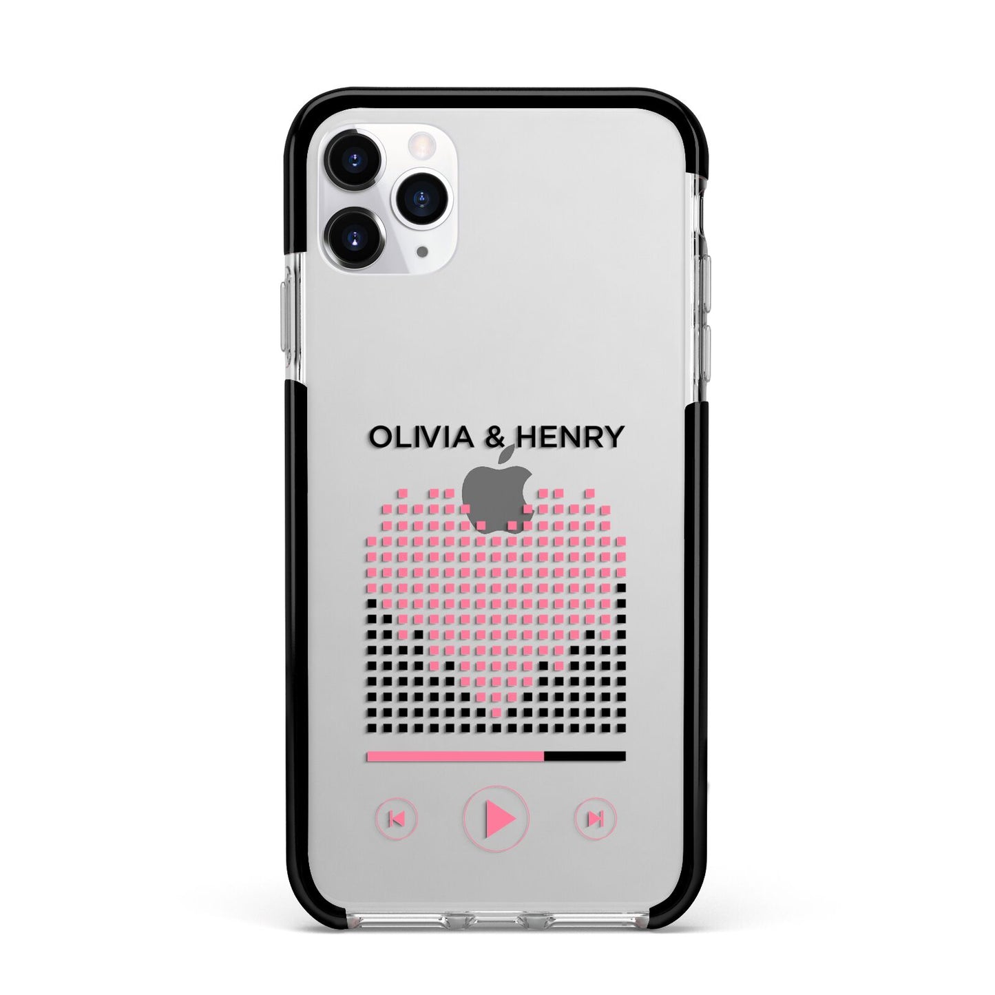 Custom Couples Music Apple iPhone 11 Pro Max in Silver with Black Impact Case