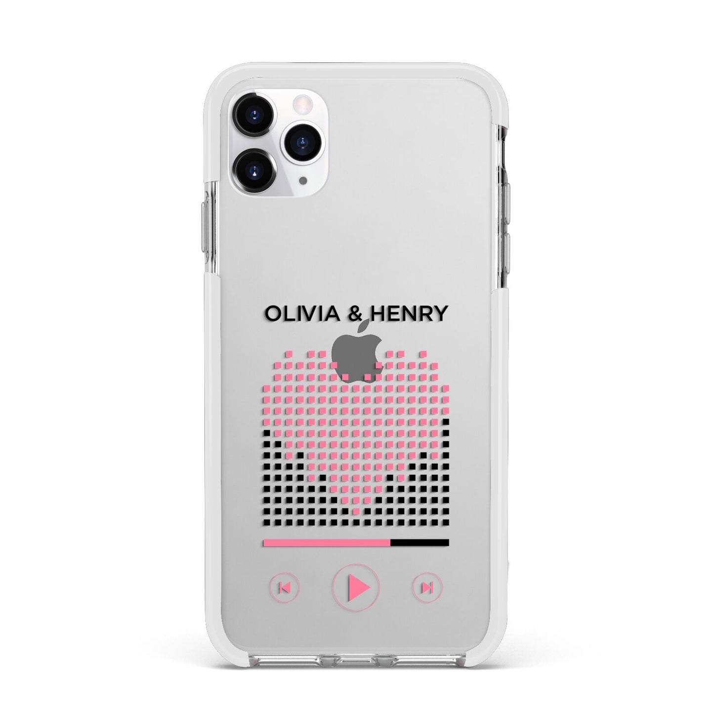 Custom Couples Music Apple iPhone 11 Pro Max in Silver with White Impact Case