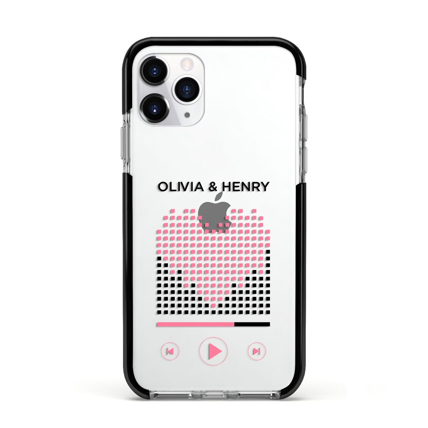 Custom Couples Music Apple iPhone 11 Pro in Silver with Black Impact Case