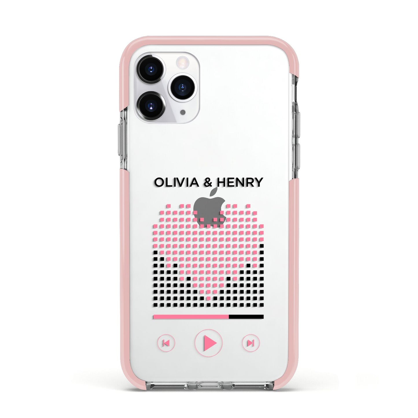 Custom Couples Music Apple iPhone 11 Pro in Silver with Pink Impact Case