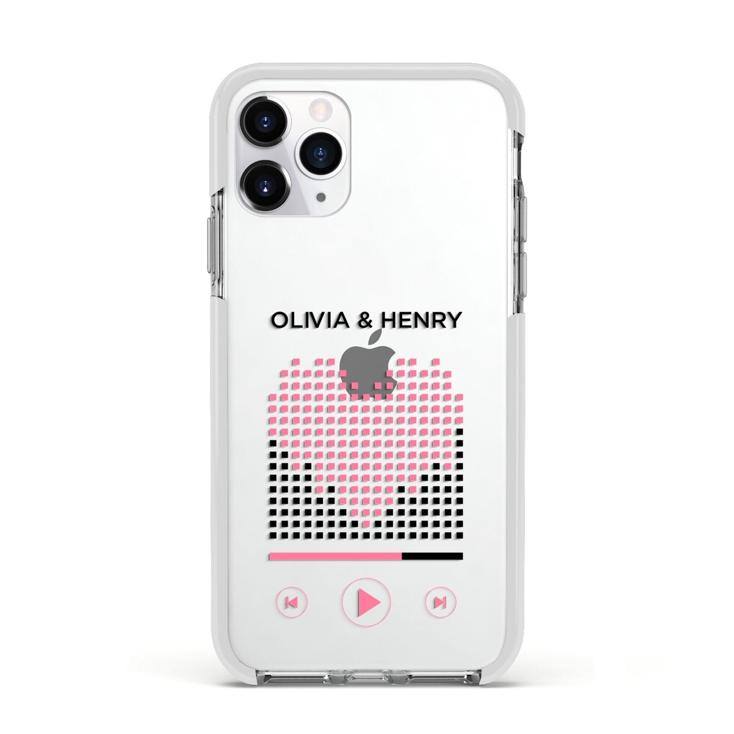 Custom Couples Music Apple iPhone 11 Pro in Silver with White Impact Case